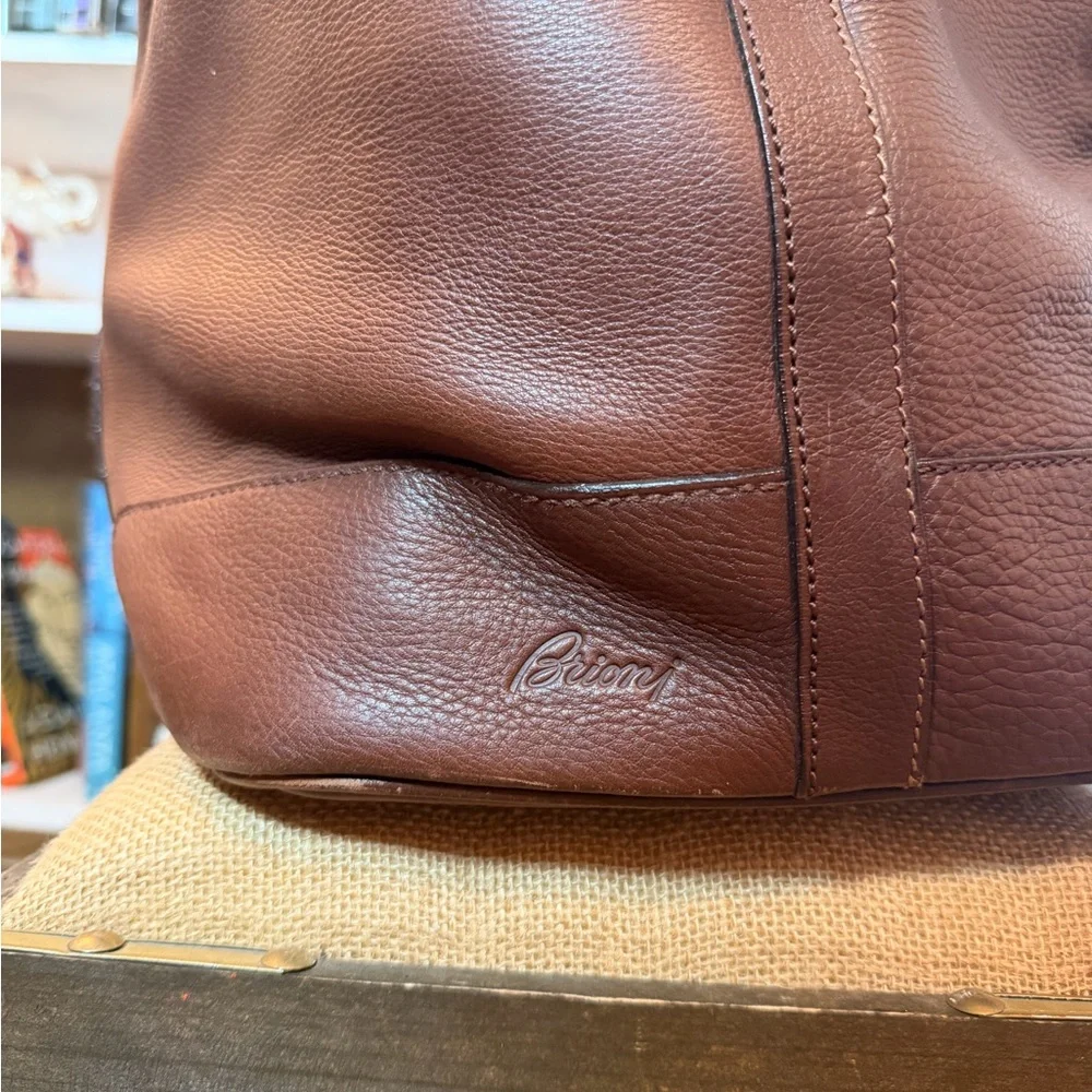 Brioni Duffel Brown Leather Men's Bag